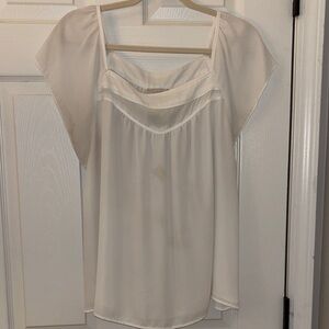 LOFT White Flutter Sleeve Blouse -L